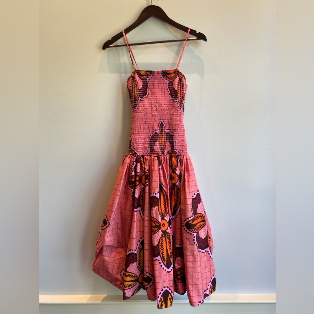 Autumn Adeigbo Pink Floral Midi Dress